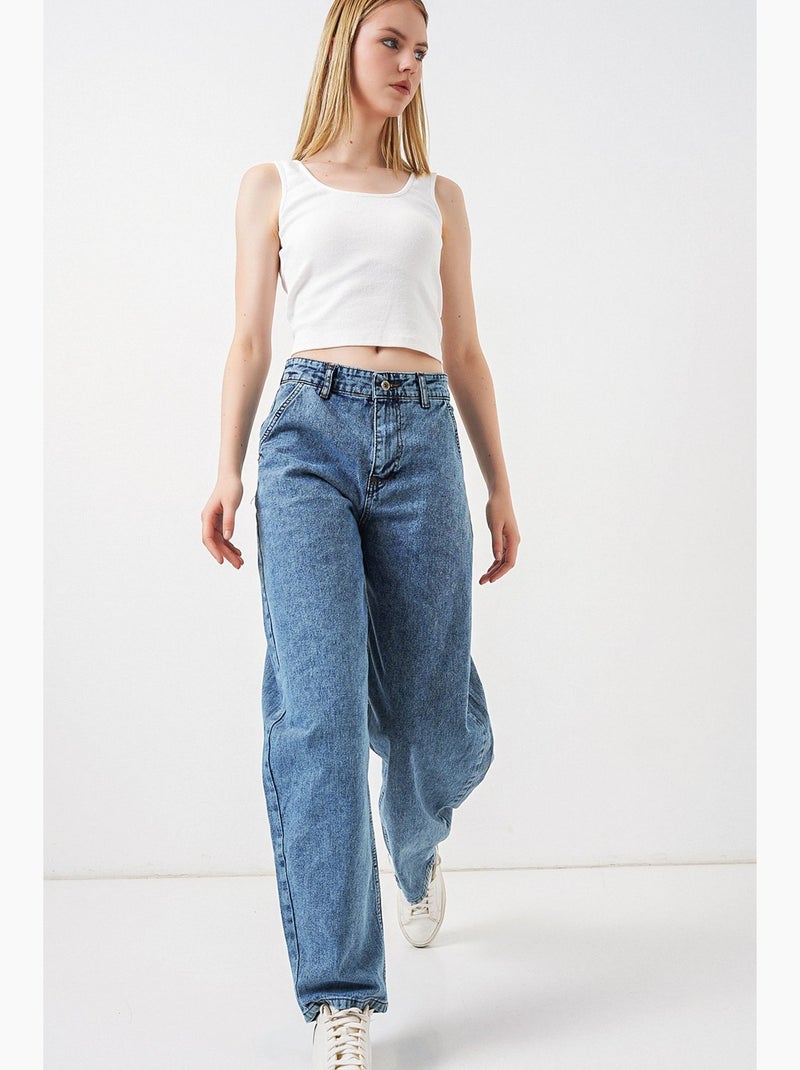 Jean baggy taille haute bdart Bleu saphir - Kiabi