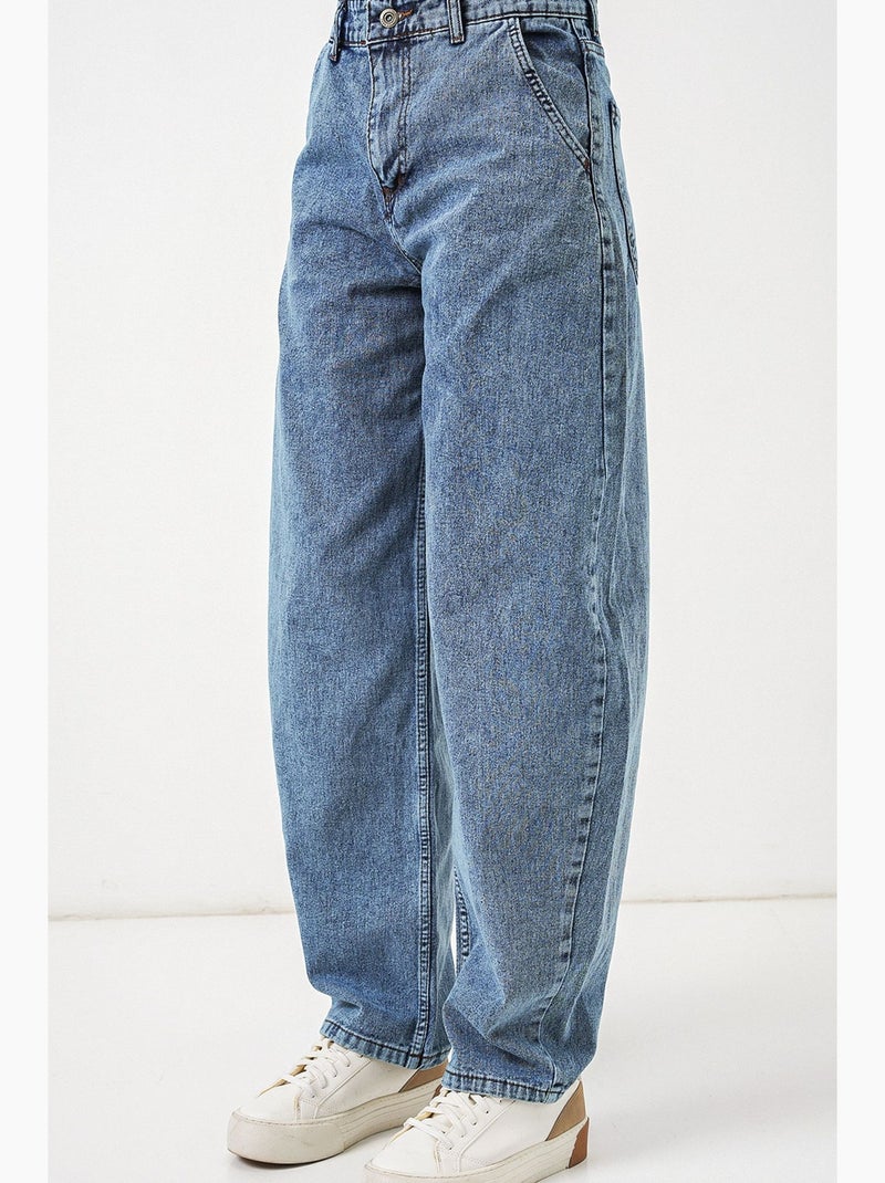 Jean baggy taille haute bdart Bleu saphir - Kiabi