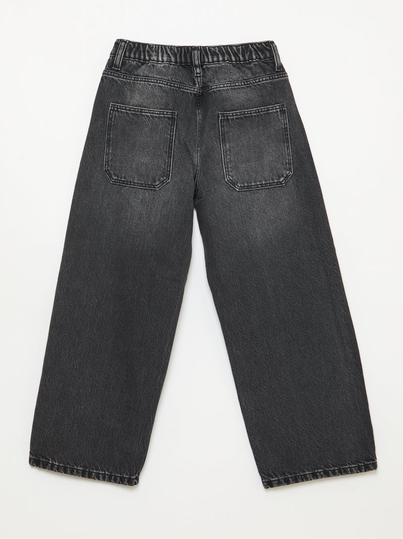 Jean baggy uni 5 poches Noir - Kiabi