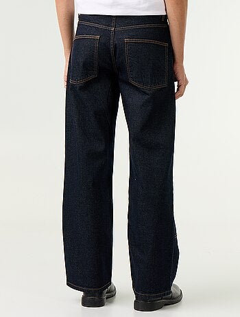 Jean baggy uni avec empiècements fantaisies