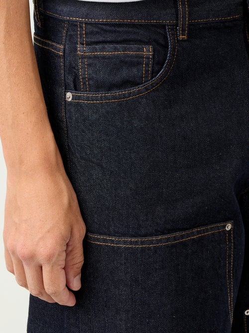 Jean baggy uni avec empiècements fantaisies - Kiabi