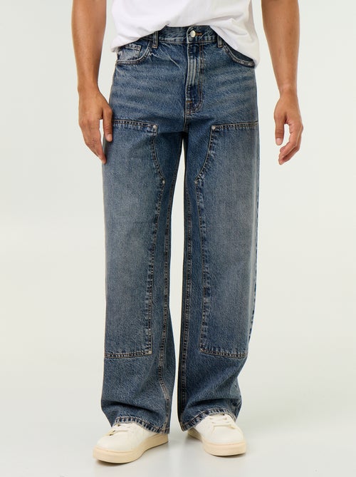 Jean baggy uni avec empiècements fantaisies - Kiabi Jean baggy uni avec empiècements fantaisies - Kiabi