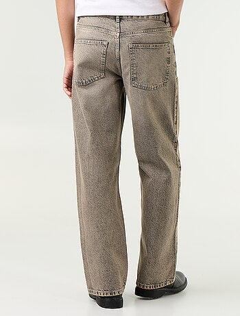 Jean baggy uni avec empiècements fantaisies