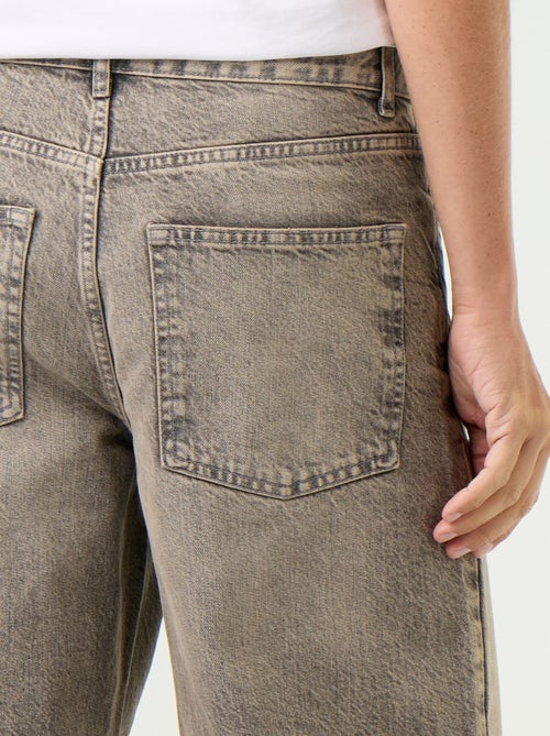 Jean baggy uni avec empiècements fantaisies - Kiabi