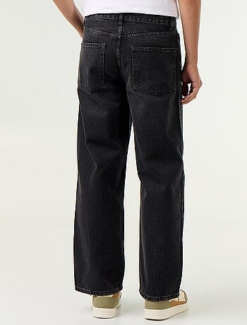 Jean baggy uni avec empiècements fantaisies