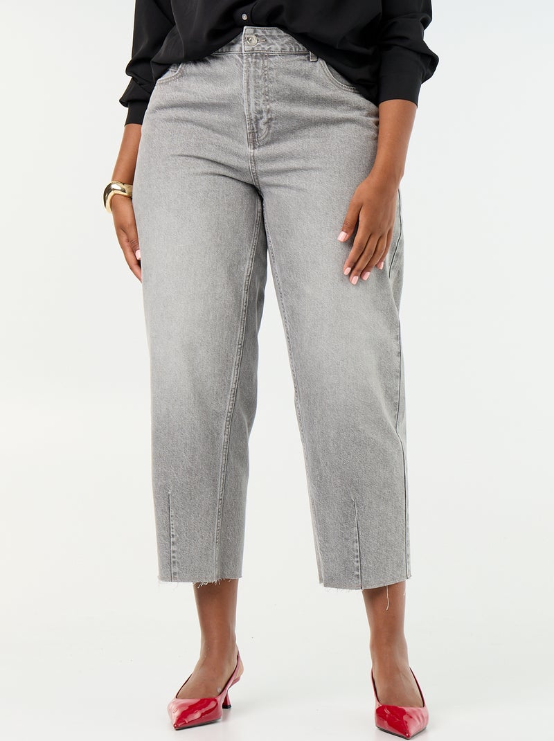 Jean barrel à 5 poches Gris - Kiabi