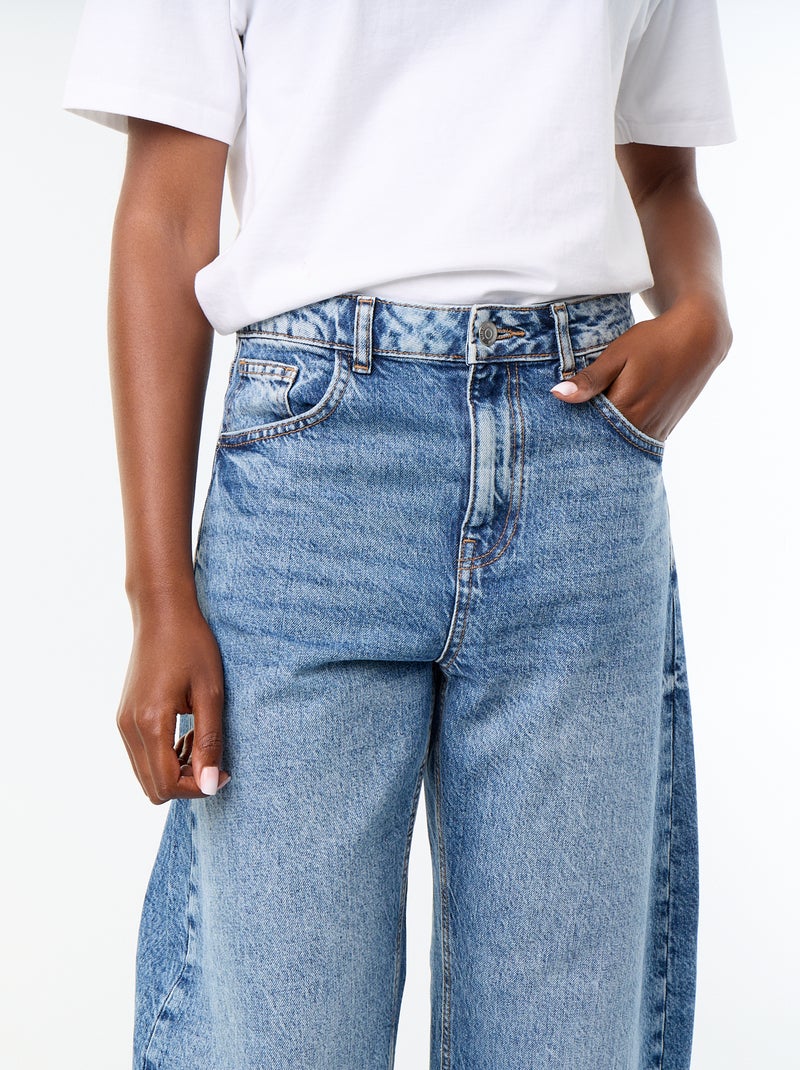 Jean barrel / coupe large taille haute Bleu - Kiabi
