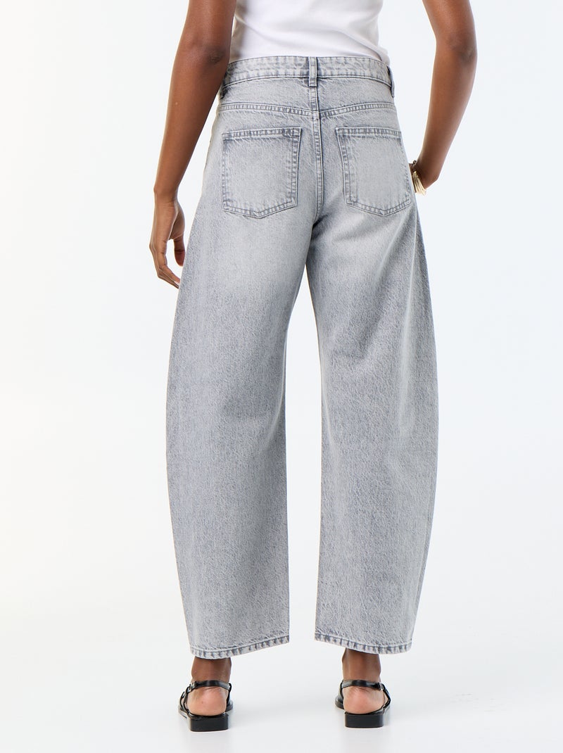 Jean barrel / coupe large taille haute Gris - Kiabi