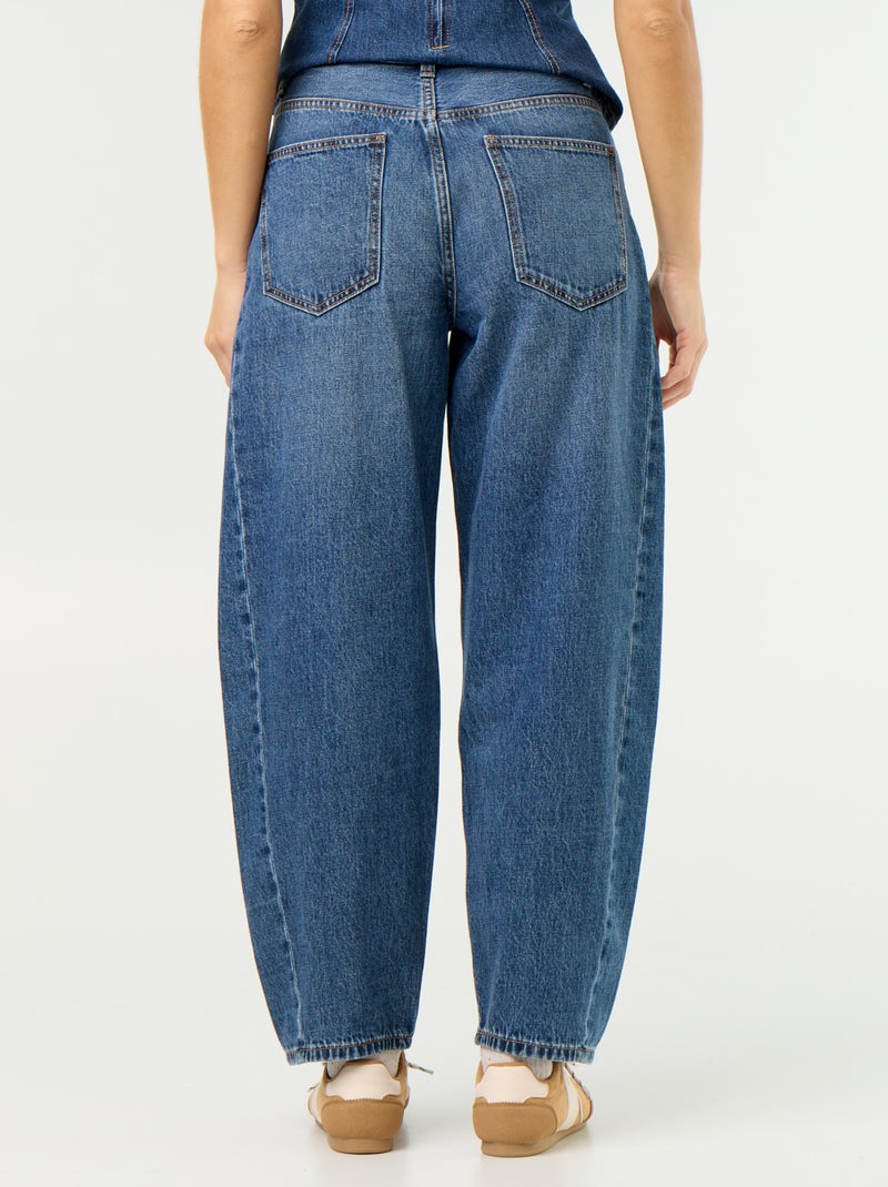 Jean barrel taille haute Bleu - Kiabi