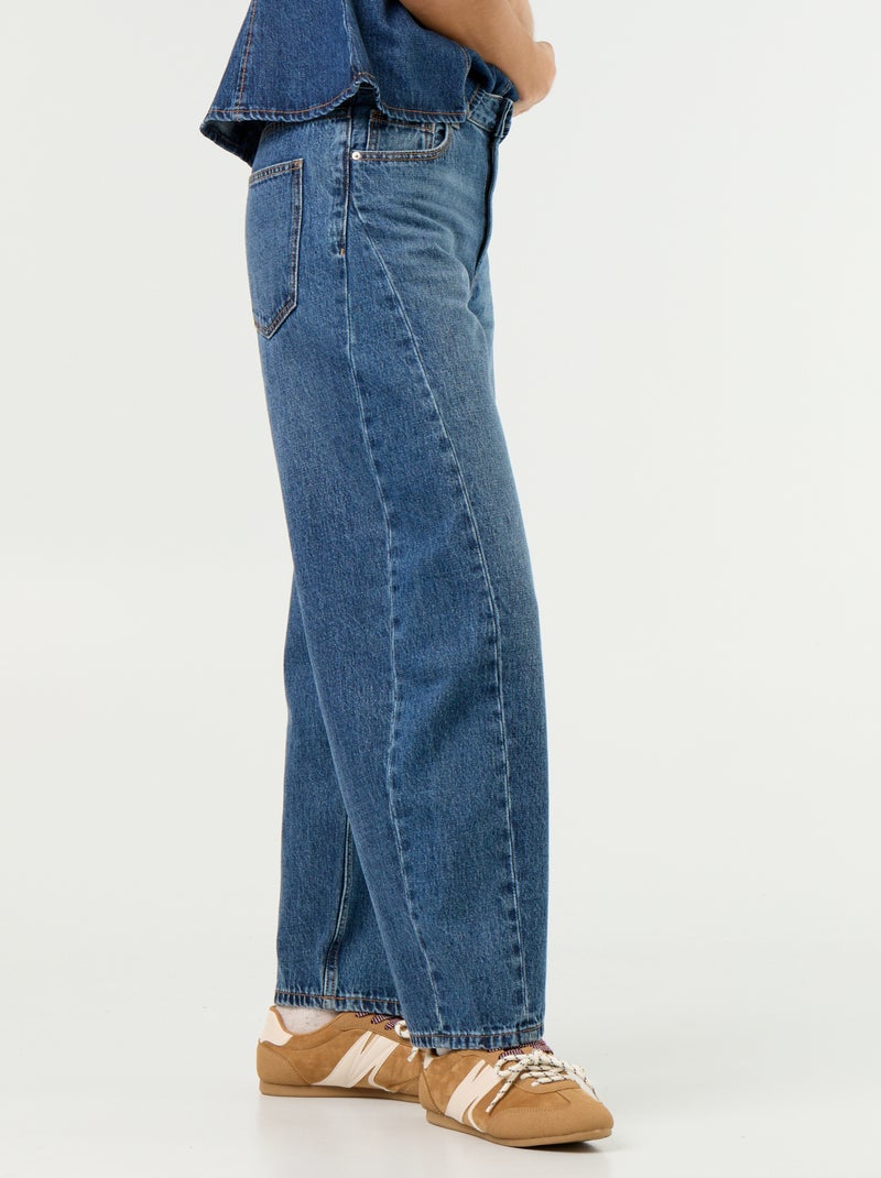 Jean barrel taille haute Bleu - Kiabi