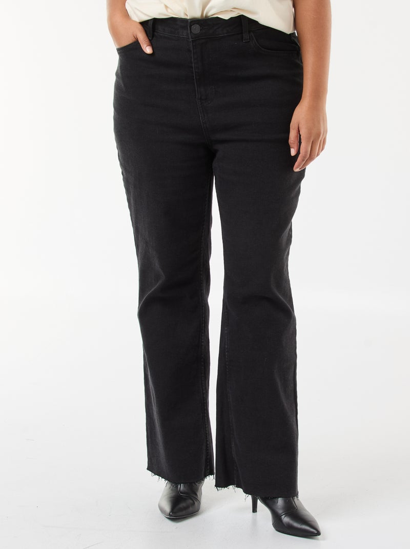 Jean bootcut avec bords à cru Noir - Kiabi