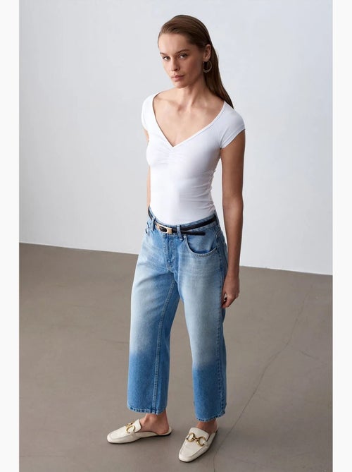 Jean capri wide leg à taille basse dilvin - Kiabi Jean capri wide leg à taille basse dilvin - Kiabi