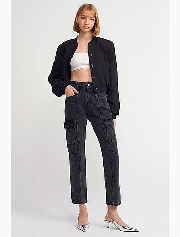 Jean cargo droit taille haute dilvin