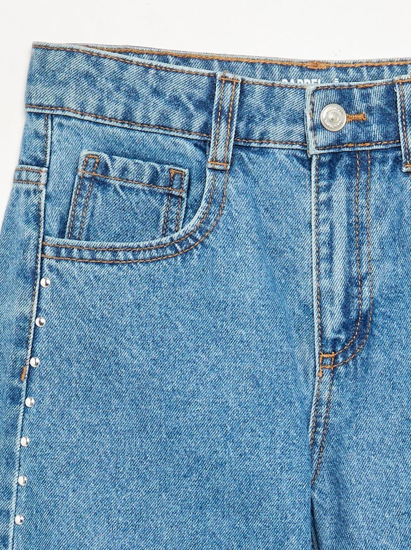 Jean coupe barrel avec clous fantaisies Bleu - Kiabi