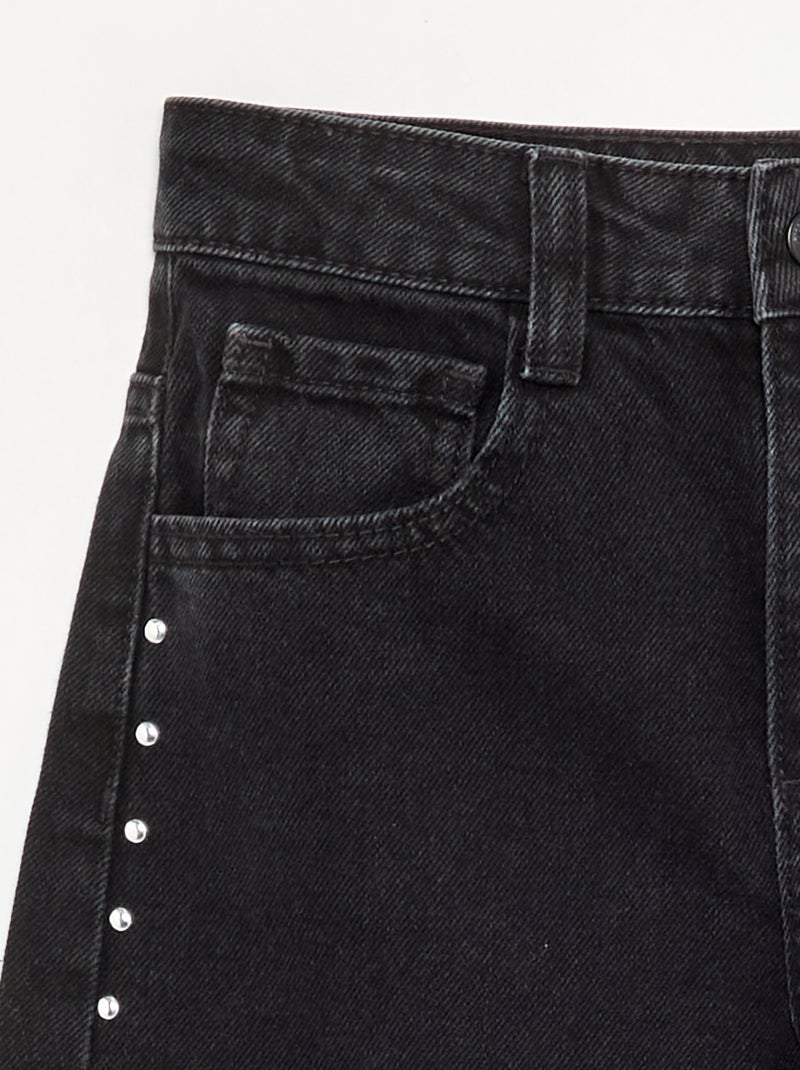Jean coupe barrel avec clous fantaisies Noir - Kiabi