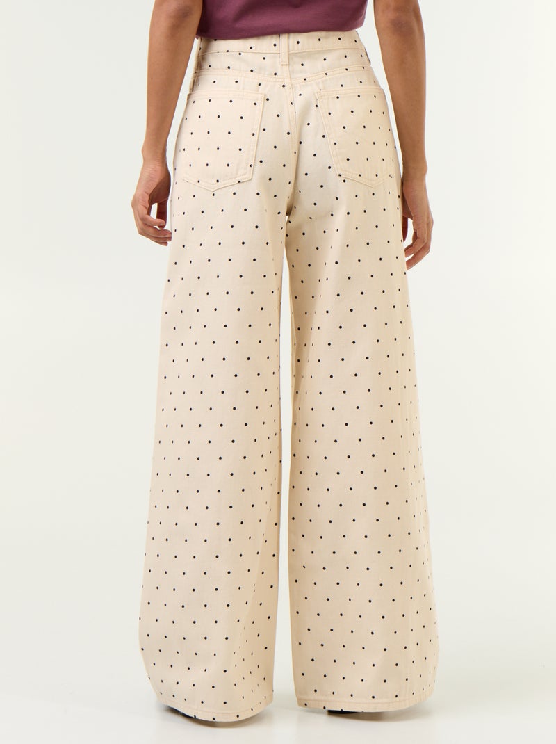 Jean coupe large à pois Blanc - Kiabi