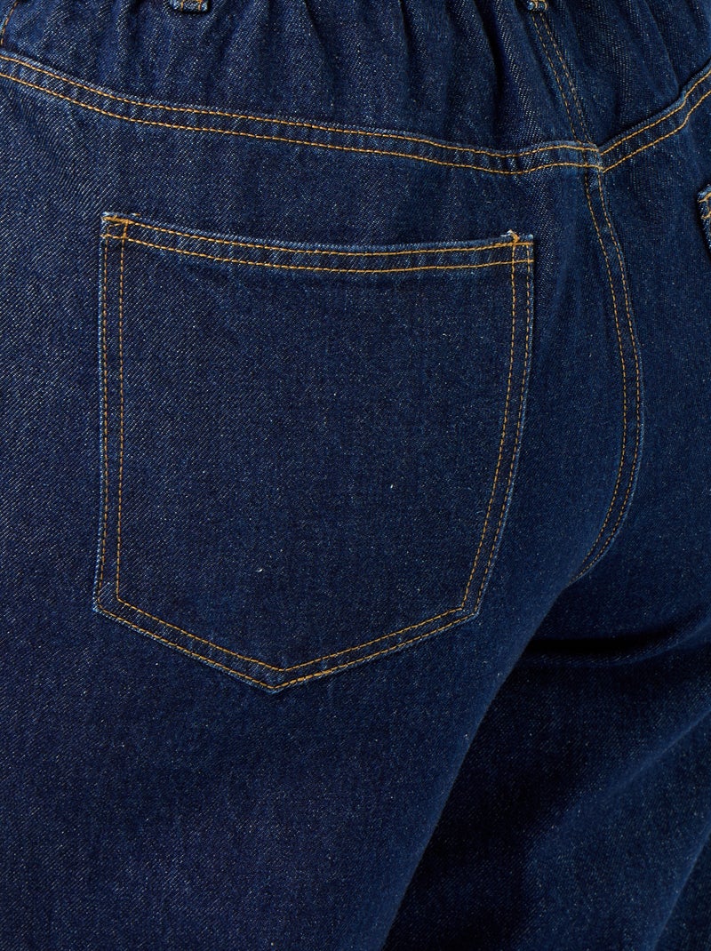 Jean coupe large avec revers à la base Bleu - Kiabi