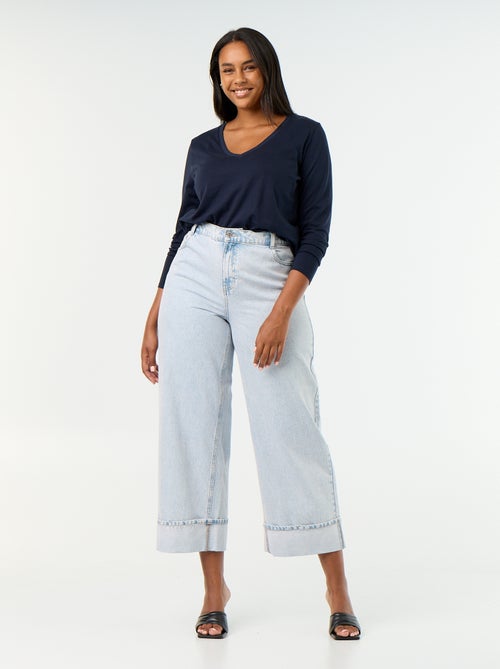 Jean coupe large avec revers à la base - Kiabi