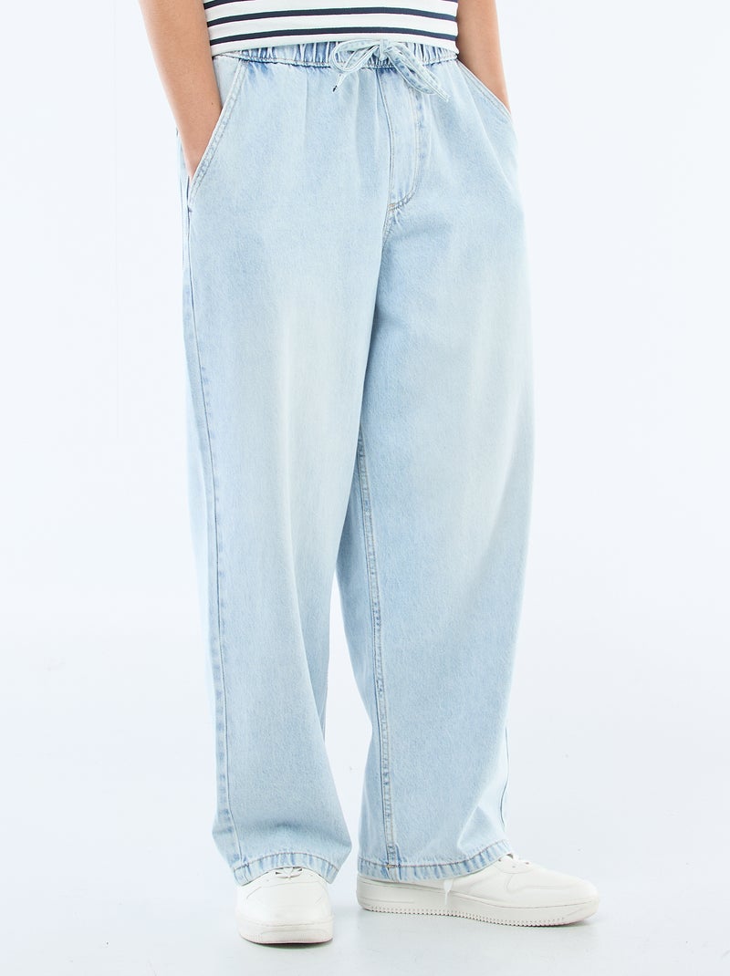 Jean coupe large avec taille élastiquée Bleu - Kiabi