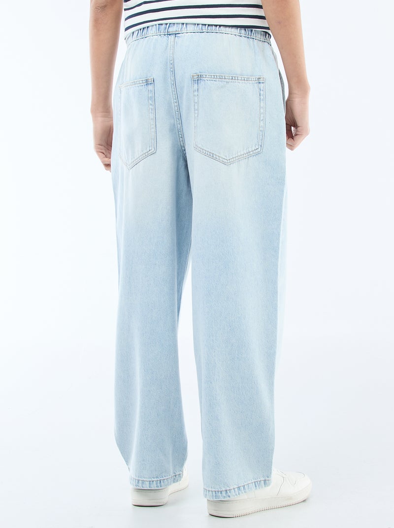 Jean coupe large avec taille élastiquée Bleu - Kiabi