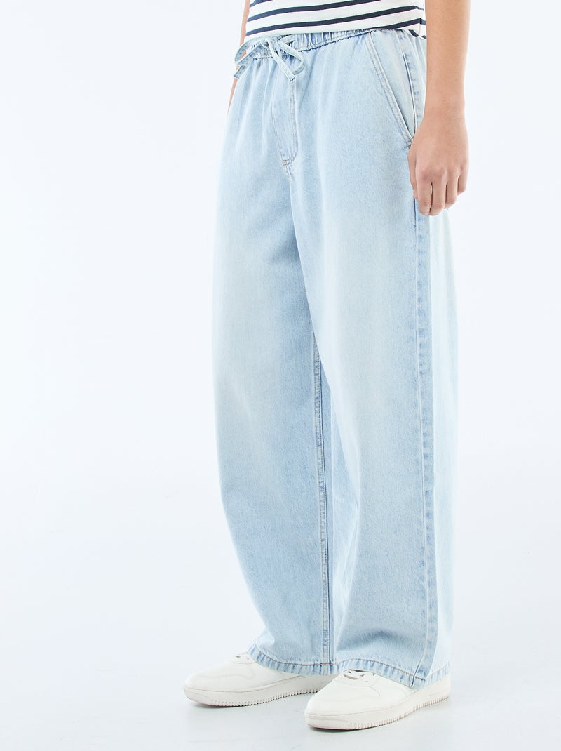 Jean coupe large avec taille élastiquée Bleu - Kiabi