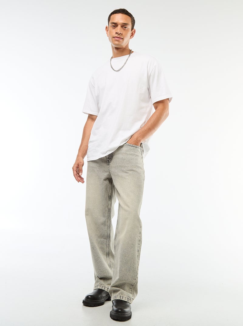 Jean coupe large / wide leg 5 poches Gris - Kiabi
