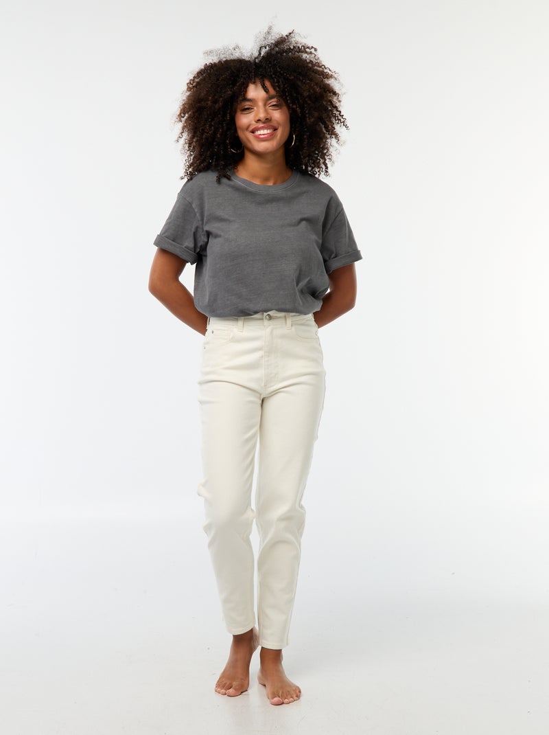 Jean coupe mom - L32 Blanc - Kiabi