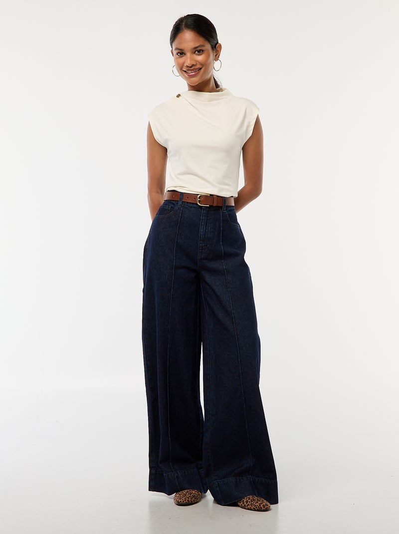 Jean coupe wide leg à 5 poches Bleu - Kiabi
