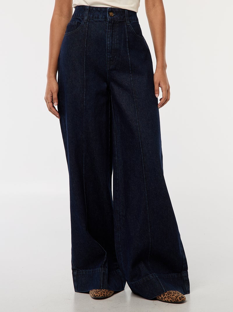 Jean coupe wide leg à 5 poches Bleu - Kiabi