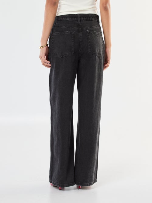 Jean coupe wide leg avec ceinture fine en jean - Kiabi