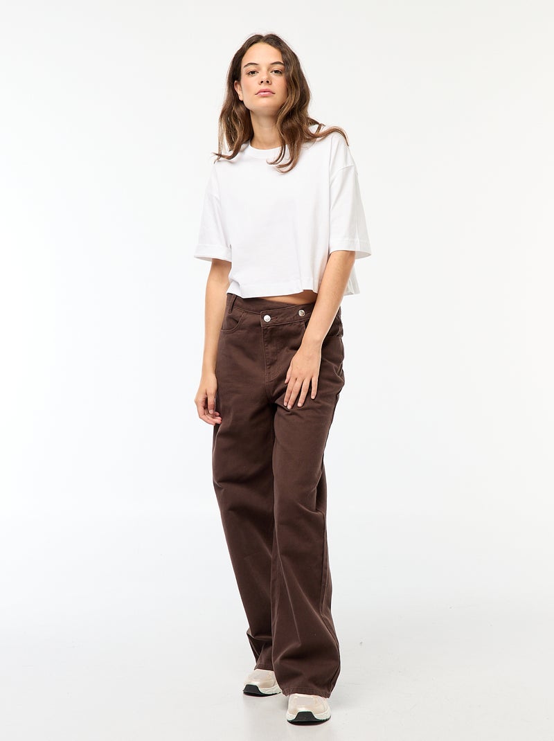 Jean croisé à la taille Marron - Kiabi