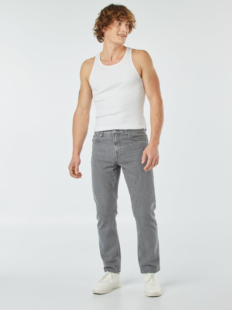 Jean droit à 5 poches - L30 Gris - Kiabi