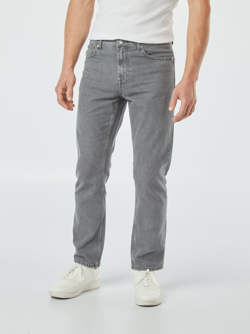 Jean droit à 5 poches - L30 Gris - Kiabi