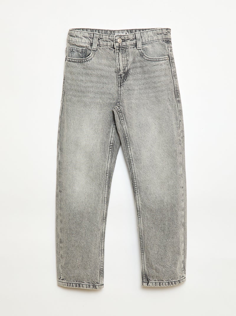 Jean droit à 5 poches Gris - Kiabi