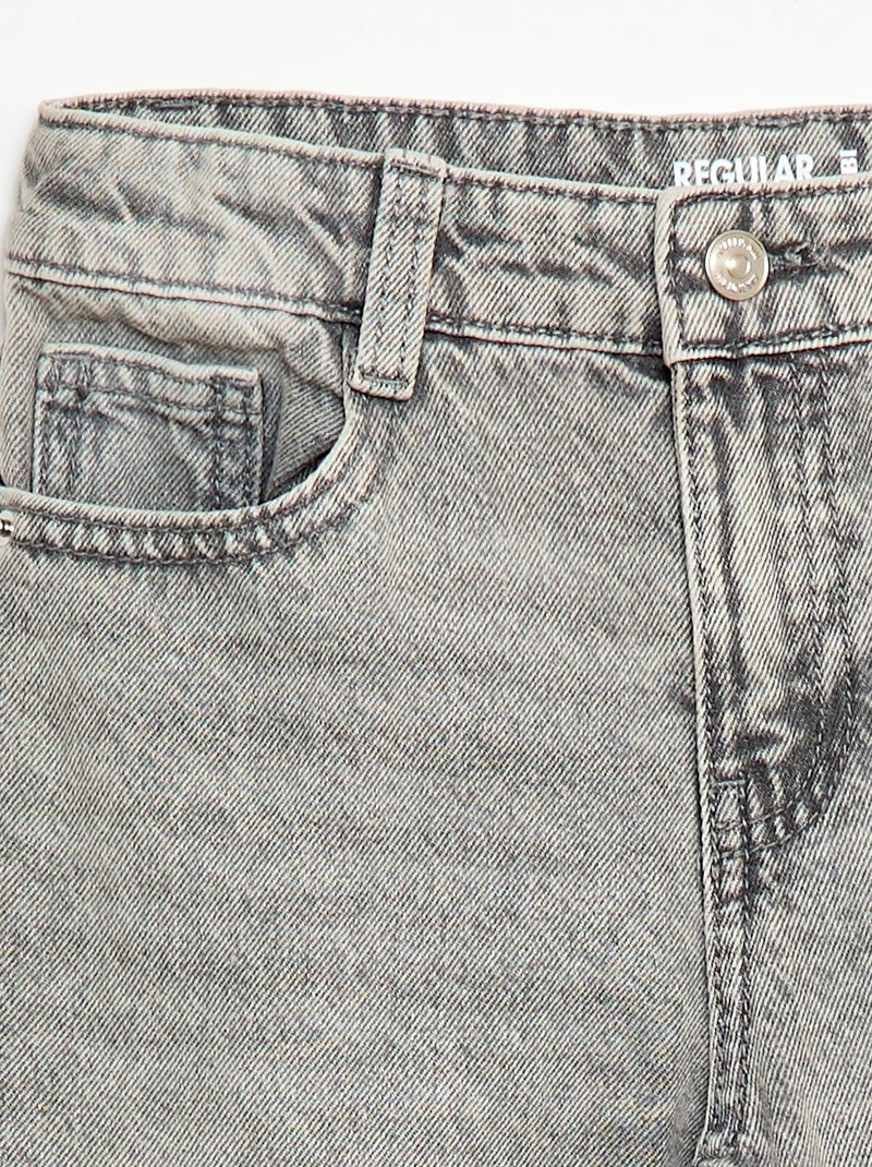 Jean droit à 5 poches Gris - Kiabi