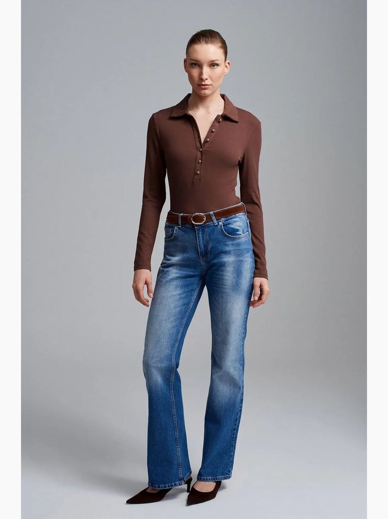Jean droit à taille basse dilvin Bleu saphir - Kiabi