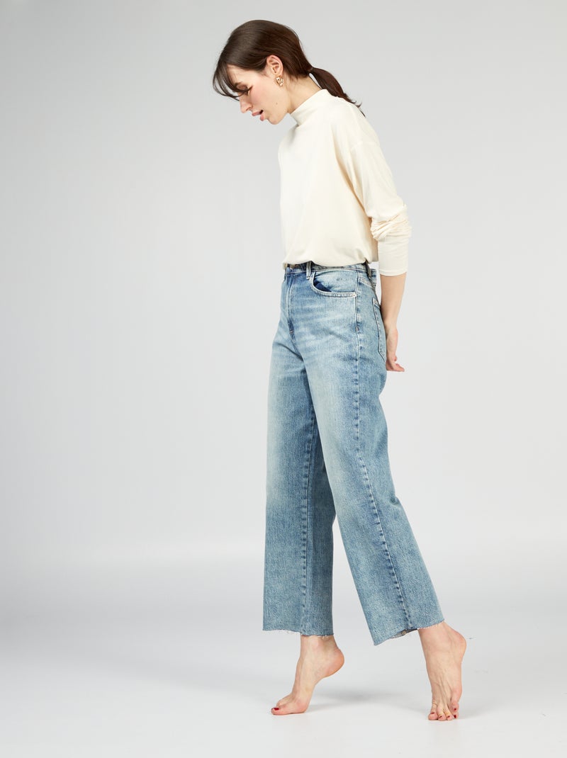 Jean droit à taille très haute Bleu - Kiabi