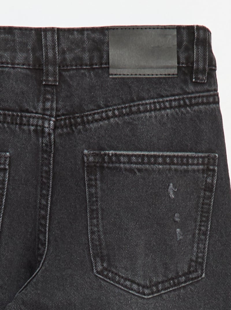 Jean droit  avec abrasions fantaisies Gris - Kiabi