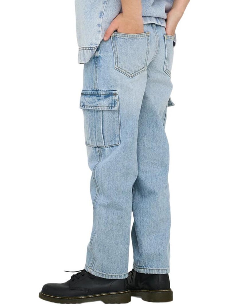 Jean Droit Cargo Fille Kids ONLY Bleu - Kiabi