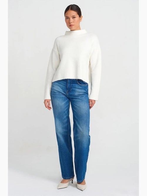Jean droit en coton à taille haute dilvin - Kiabi Jean droit en coton à taille haute dilvin - Kiabi