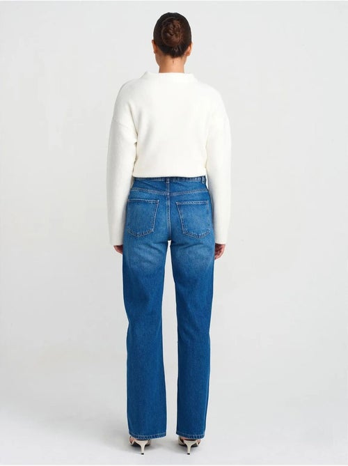 Jean droit en coton à taille haute dilvin - Kiabi Jean droit en coton à taille haute dilvin - Kiabi