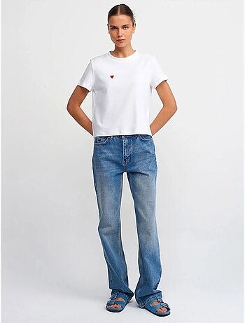 Jean droit en coton à taille haute dilvin