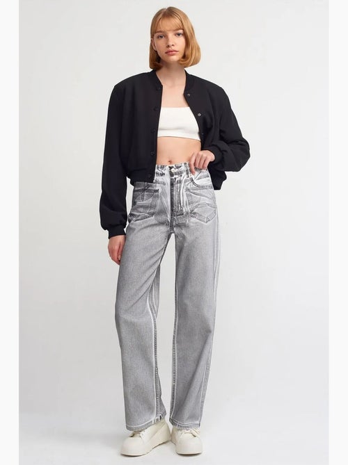 Jean droit en de coton à taille haute dilvin - Kiabi Jean droit en de coton à taille haute dilvin - Kiabi
