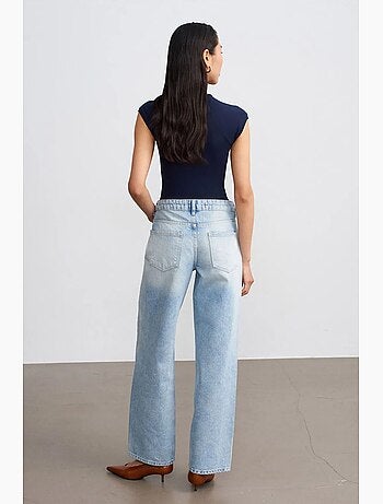 Jean droit en denim de coton, taille basse dilvin