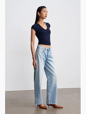 Jean droit en denim de coton, taille basse dilvin