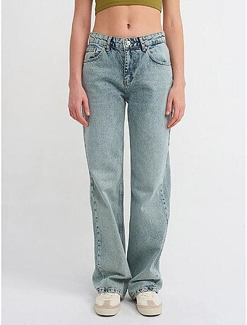 Jean droit en denim de coton, taille moyenne dilvin