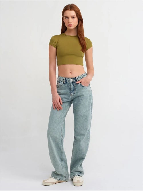 Jean droit en denim de coton, taille moyenne dilvin - Kiabi Jean droit en denim de coton, taille moyenne dilvin - Kiabi