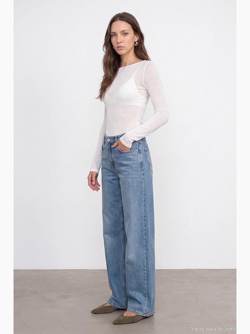 Jean droit femme dilvin Bleu clair - Kiabi