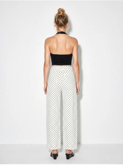 Jean droit taille haute à pois lucci - Kiabi