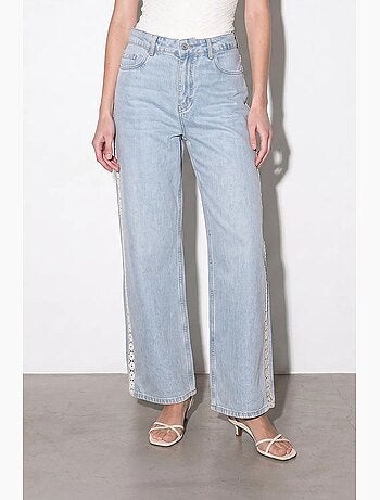 Jean droit taille haute brodé dilvin